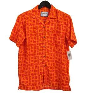 NWT Boys Printed Seersucker Short-Sleeve Button-Down Shirt Surfer Vacation 20